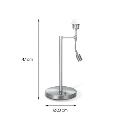 tafellamp voet Read 20/20/47cm - Geborsteld staal