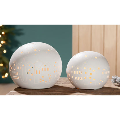 Porzellan Lampe Kugel City X-mas