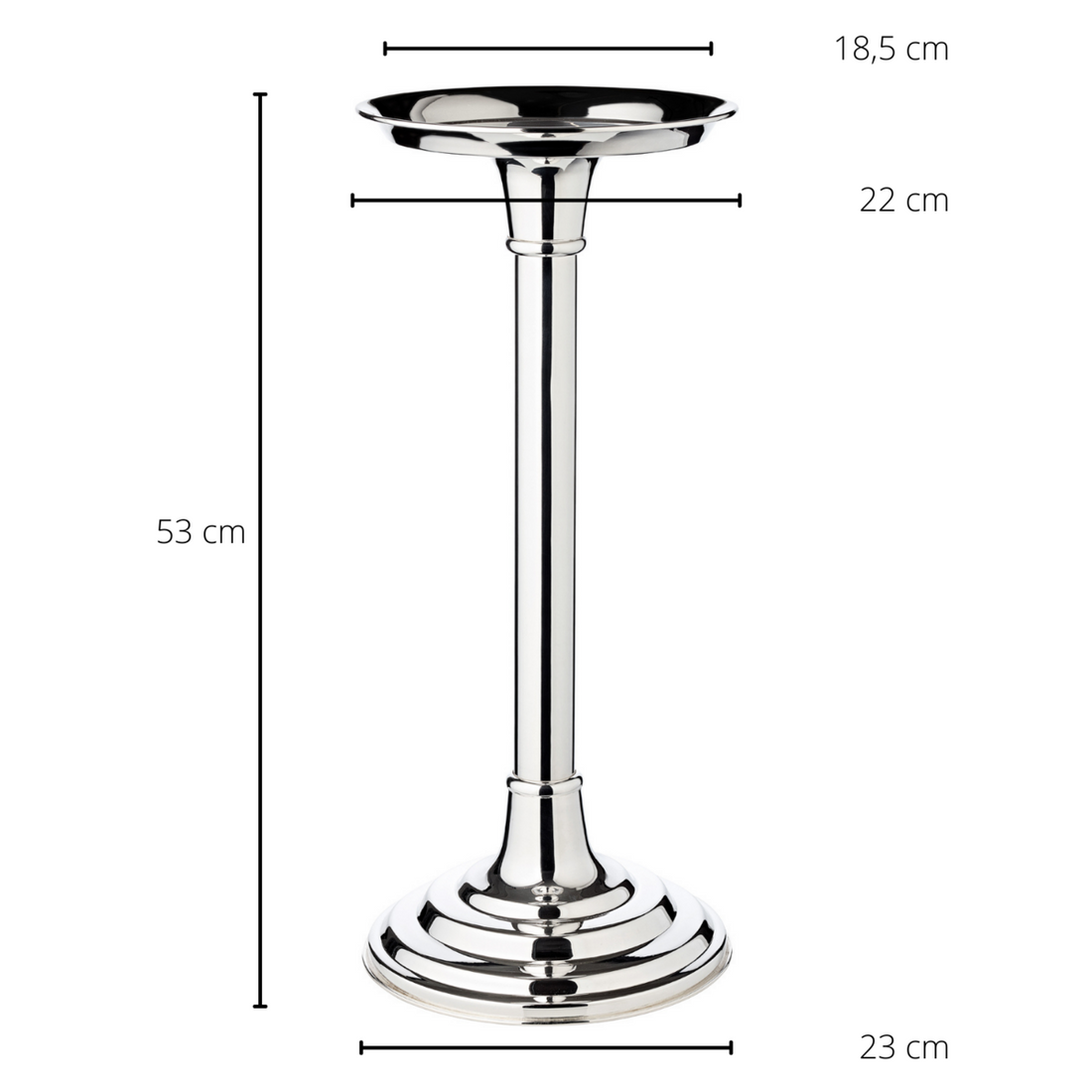 Champagnekoelerstandaard / standaard voor champagnekoeler, zwaar verzilverd, H 53 cm, plank ø 18 cm