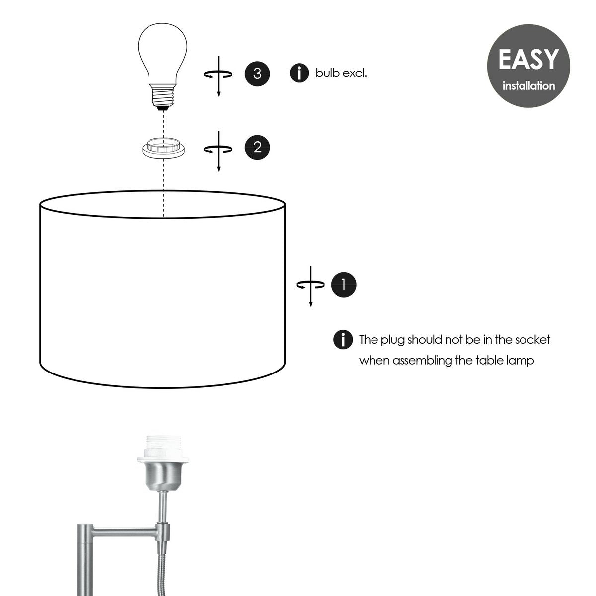 Tafellamp Read, LED Leeslamp, E27, zwart 35x35x47cm