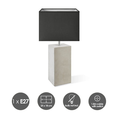 Tafellamp Block - Pillar Beton Voet - antraciet