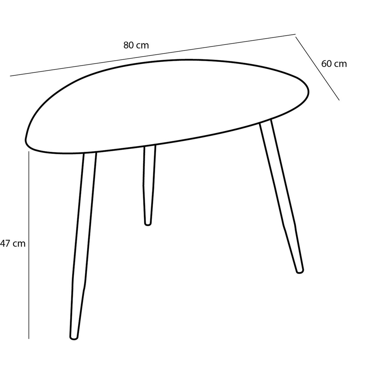 Bijzettafel - Set van 2 - L80 x B60 x H47 cm - Metaal - Zwart