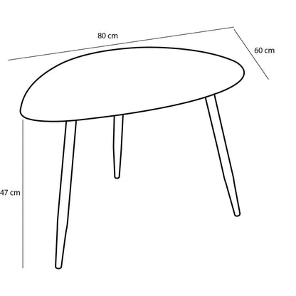 Bijzettafel - Set van 2 - L80 x B60 x H47 cm - Metaal - Zwart