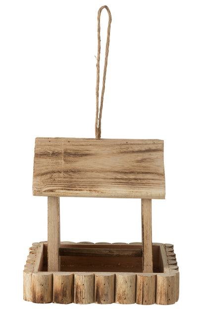 Vogelhuisje met rand van hout in beige kleur.