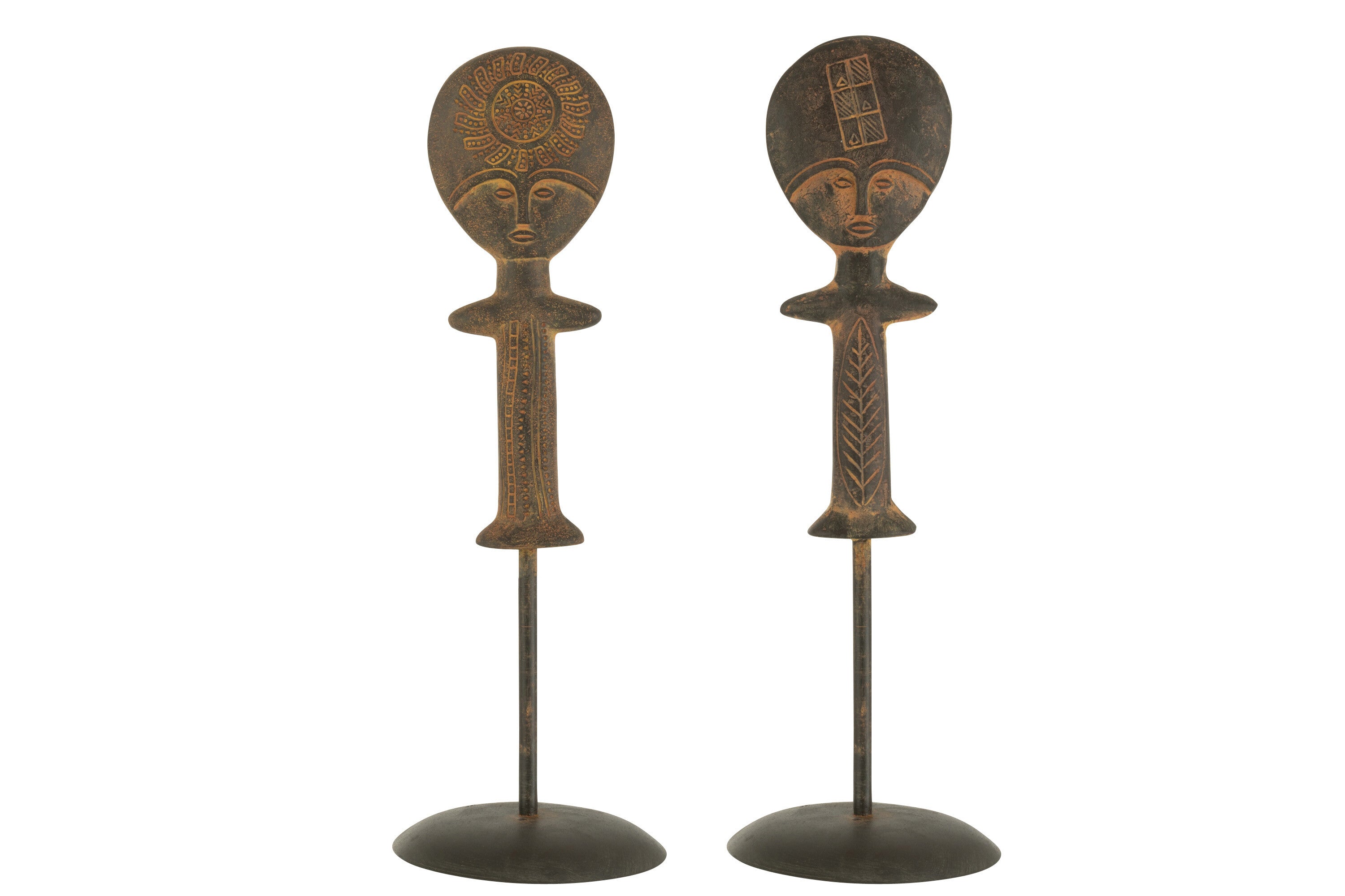 Figuur Etnisch Magnesium Bruin-Beige Assortiment Van 2