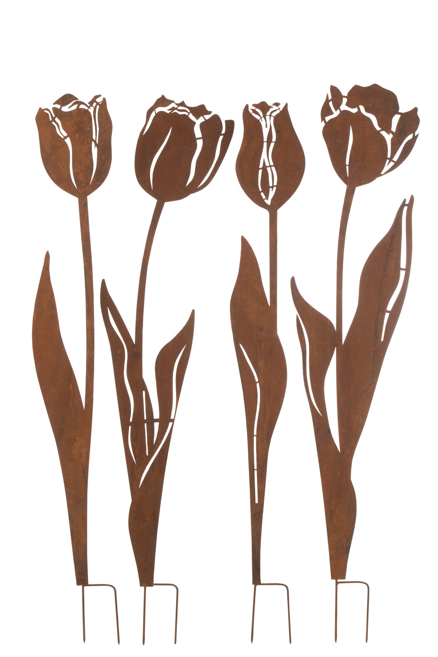 Decoratie Tuin Bloemen IJzer Roest Groot Assortiment Van 4