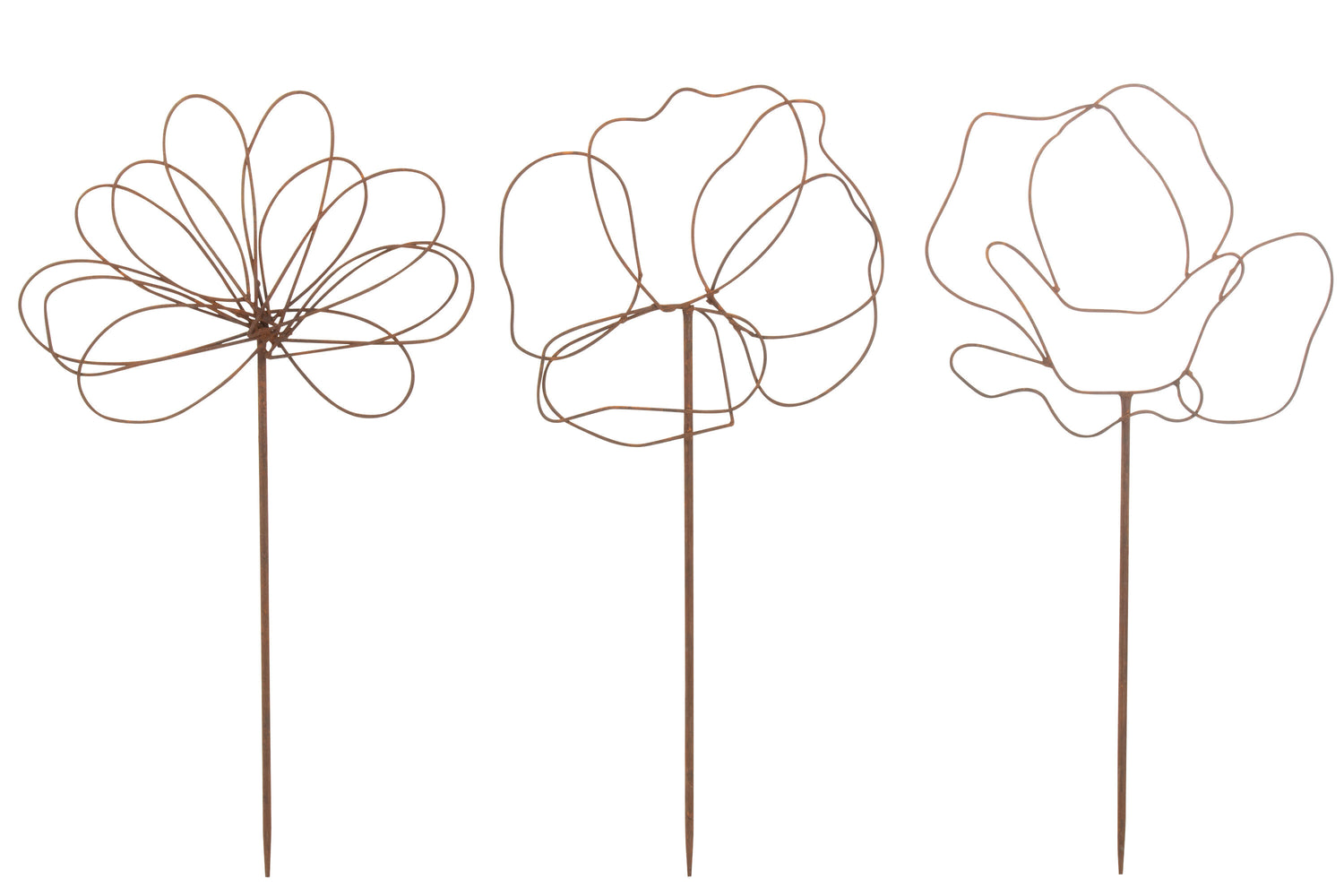 Decoratie Tuinbloemen IJzer Roest Assortiment Van 3