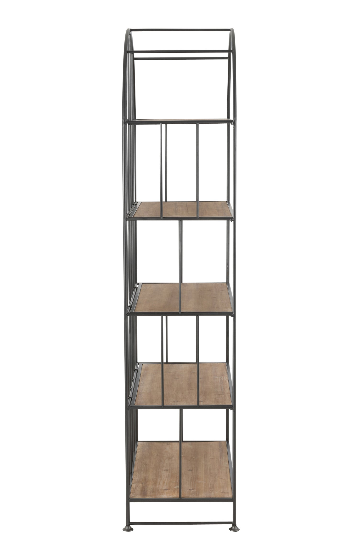 Set van 2 rekken met ronde bovenkant van metaal/hout bruin