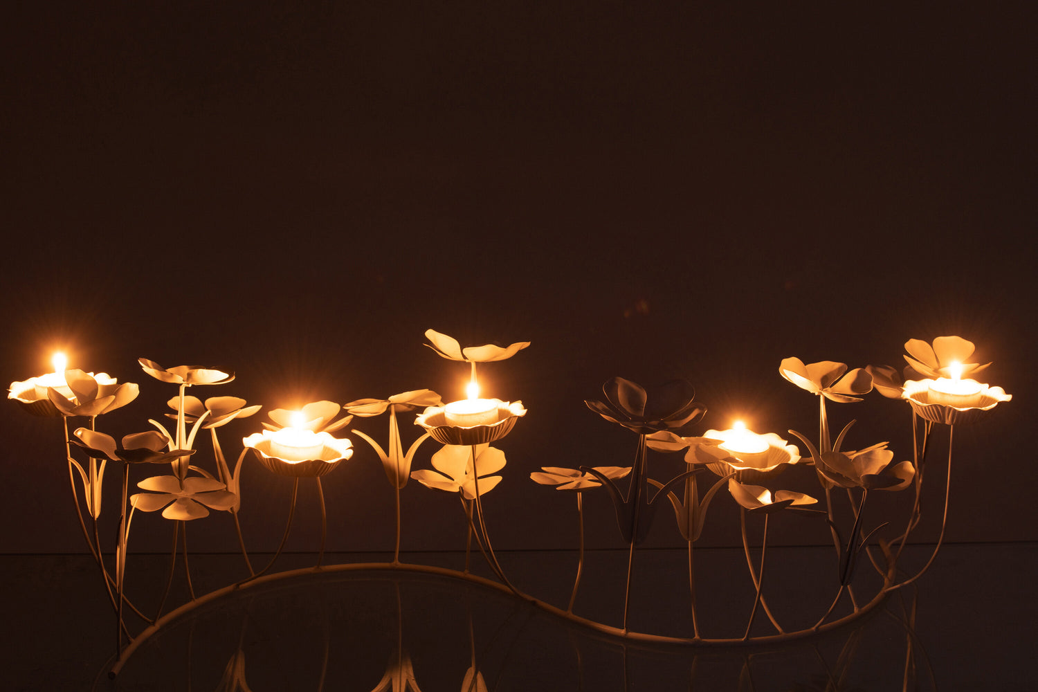 J-Line Decoratie Bloemen Metaal Wit Large