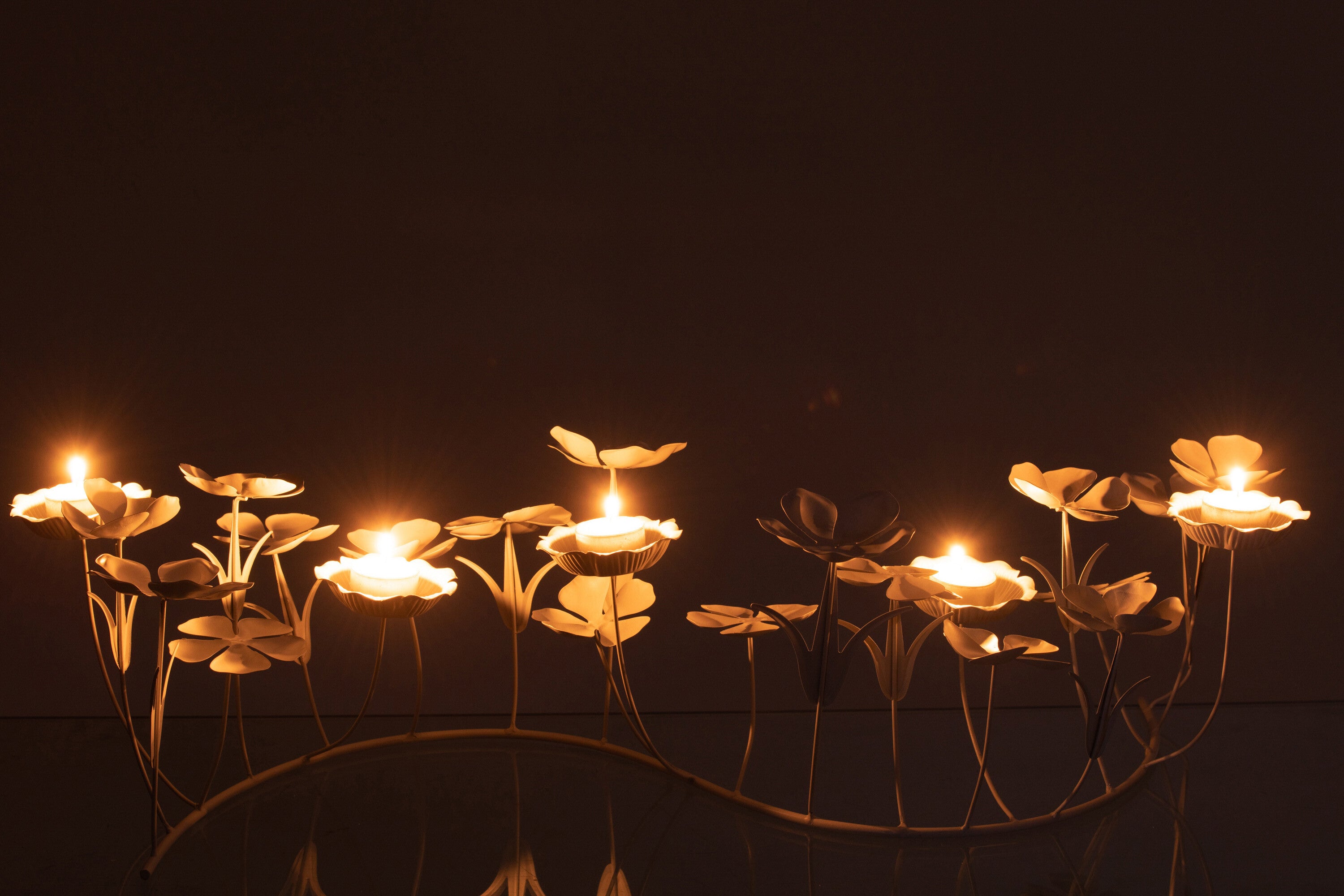 J-Line Decoratie Bloemen Metaal Wit Large