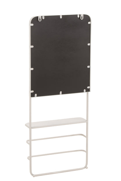 Ophangrek met spiegel Metaal/Glas Wit