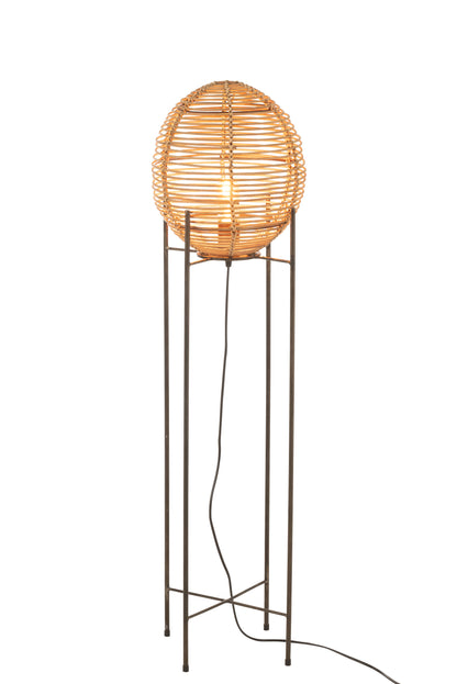 J-Line Staanlamp Op Frame Metaal/Rattan Naturel
