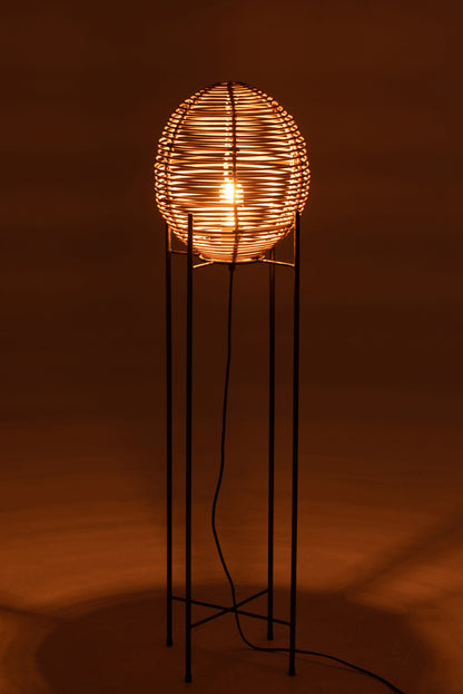 J-Line Staanlamp Op Frame Metaal/Rattan Naturel