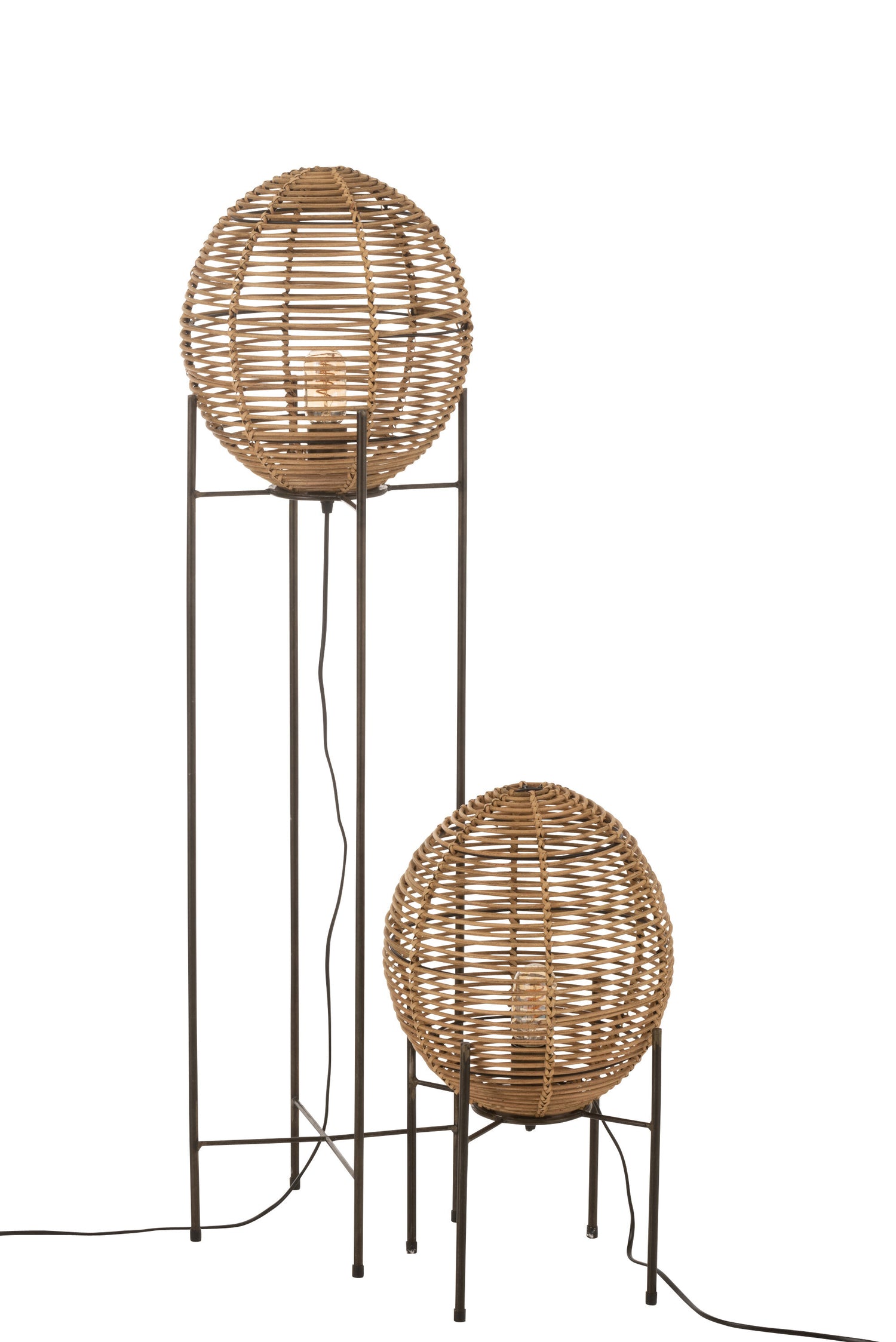 J-Line Staanlamp Op Frame Metaal/Rattan Naturel