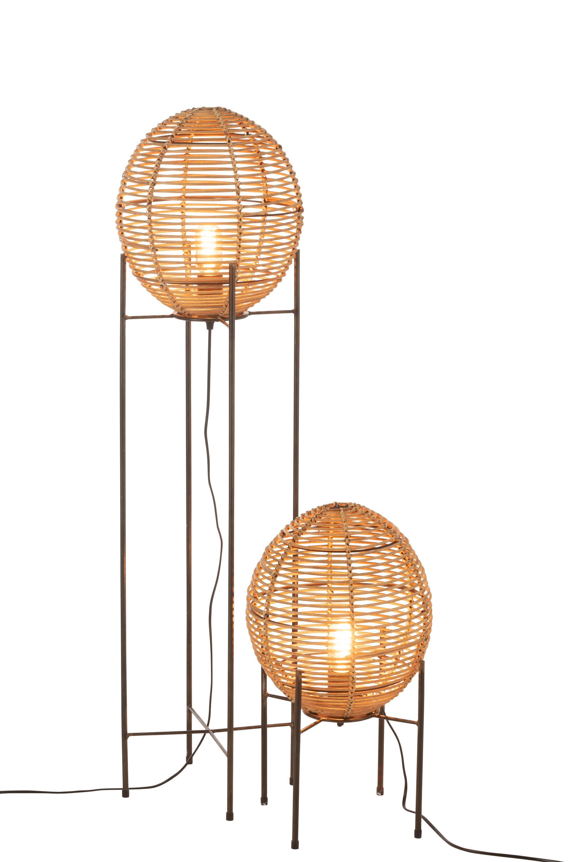 J-Line Staanlamp Op Frame Metaal/Rattan Naturel
