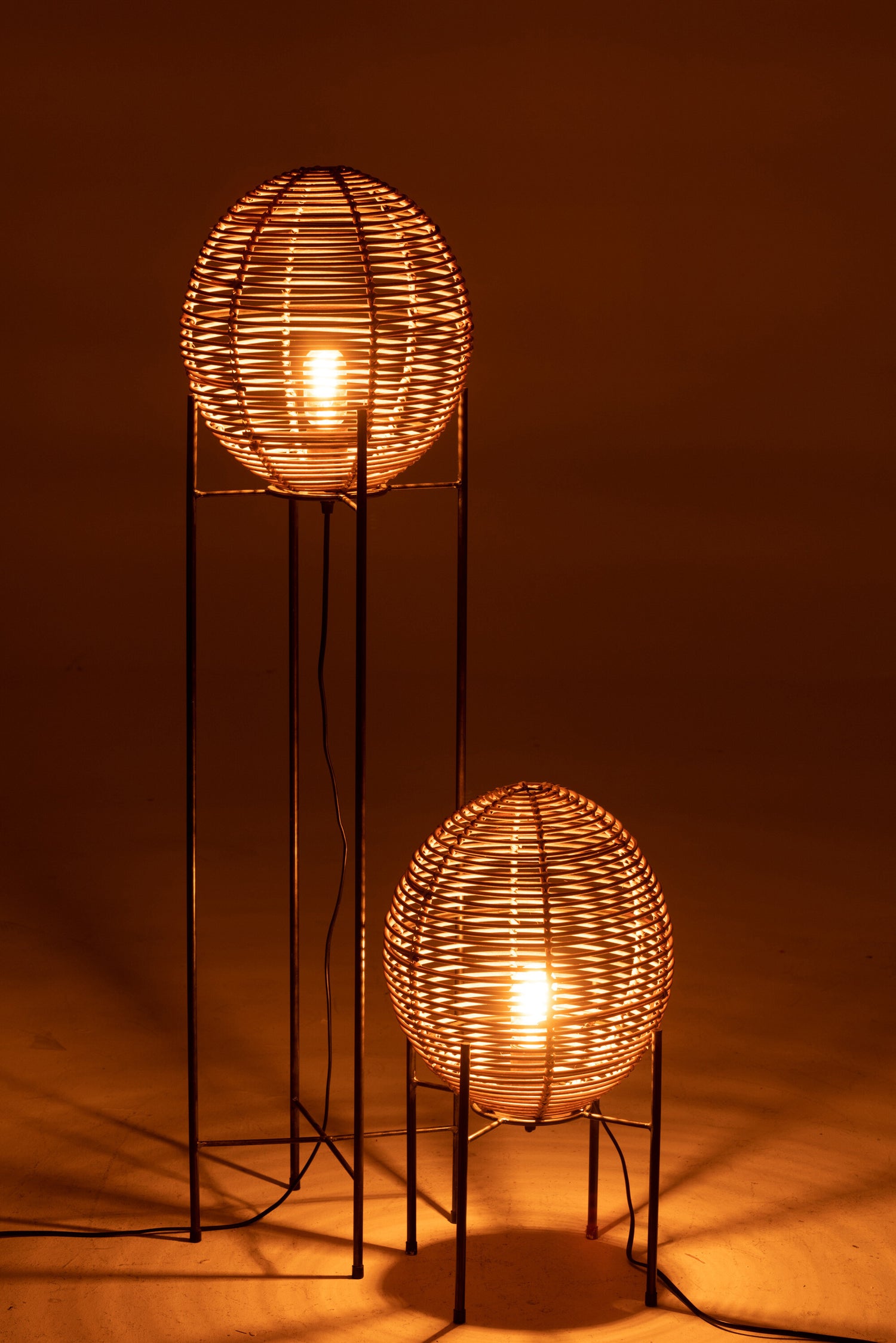 J-Line Staanlamp Op Frame Metaal/Rattan Naturel