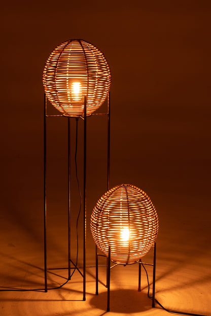 J-Line Staanlamp Op Frame Metaal/Rattan Naturel