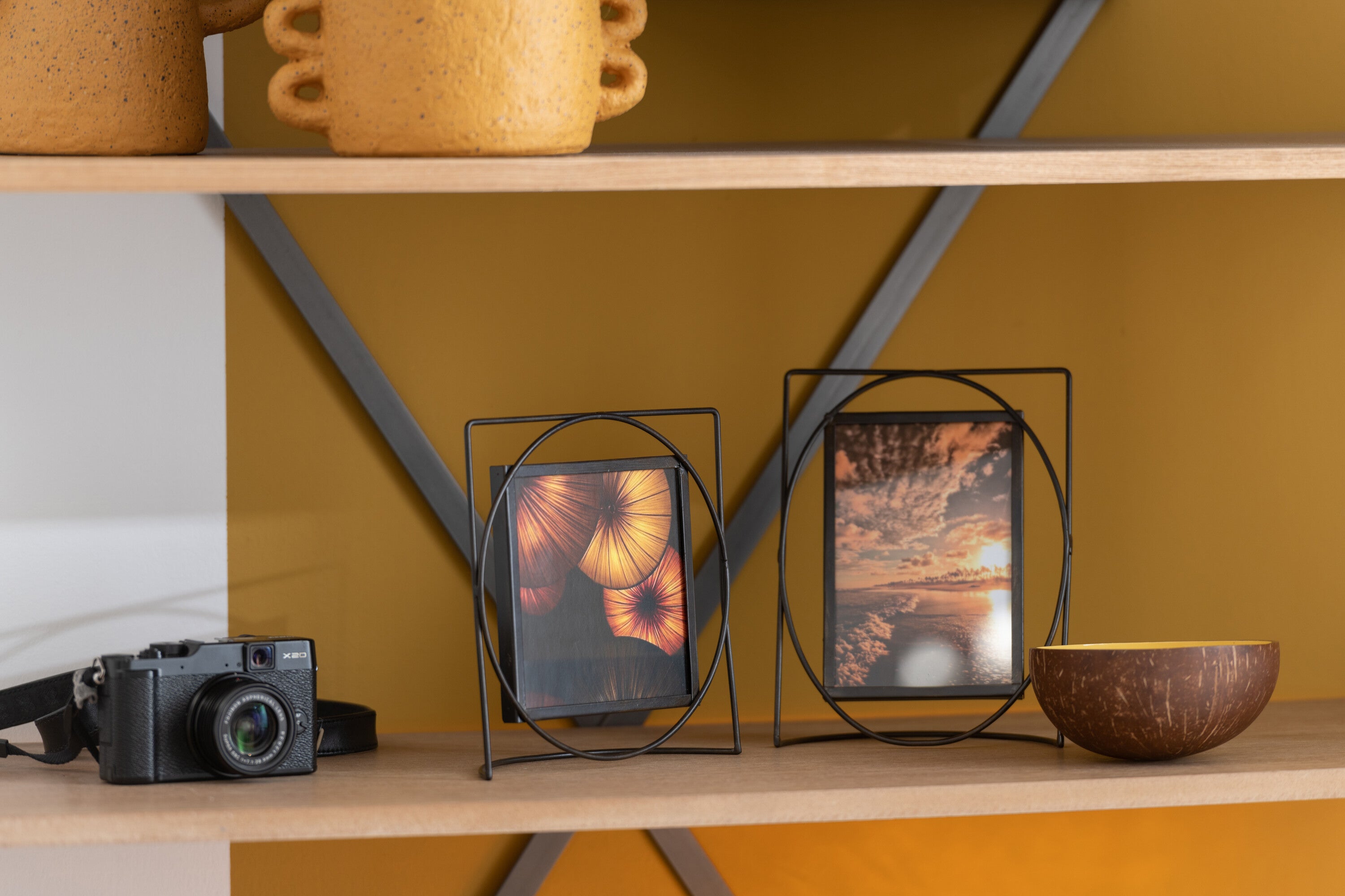 J-Line Fotokader Rechthoek Metaal/Glas Donker Bruin Small