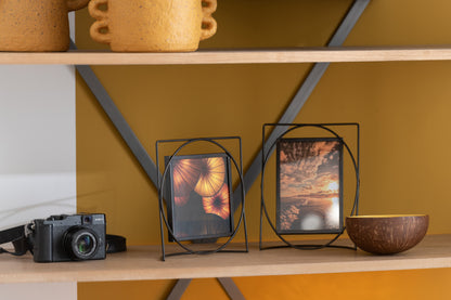 J-Line Fotokader Rechthoek Metaal/Glas Donker Bruin Small