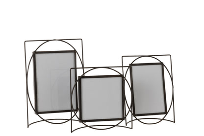 J-Line Fotokader Rechthoek Metaal/Glas Donker Bruin Large