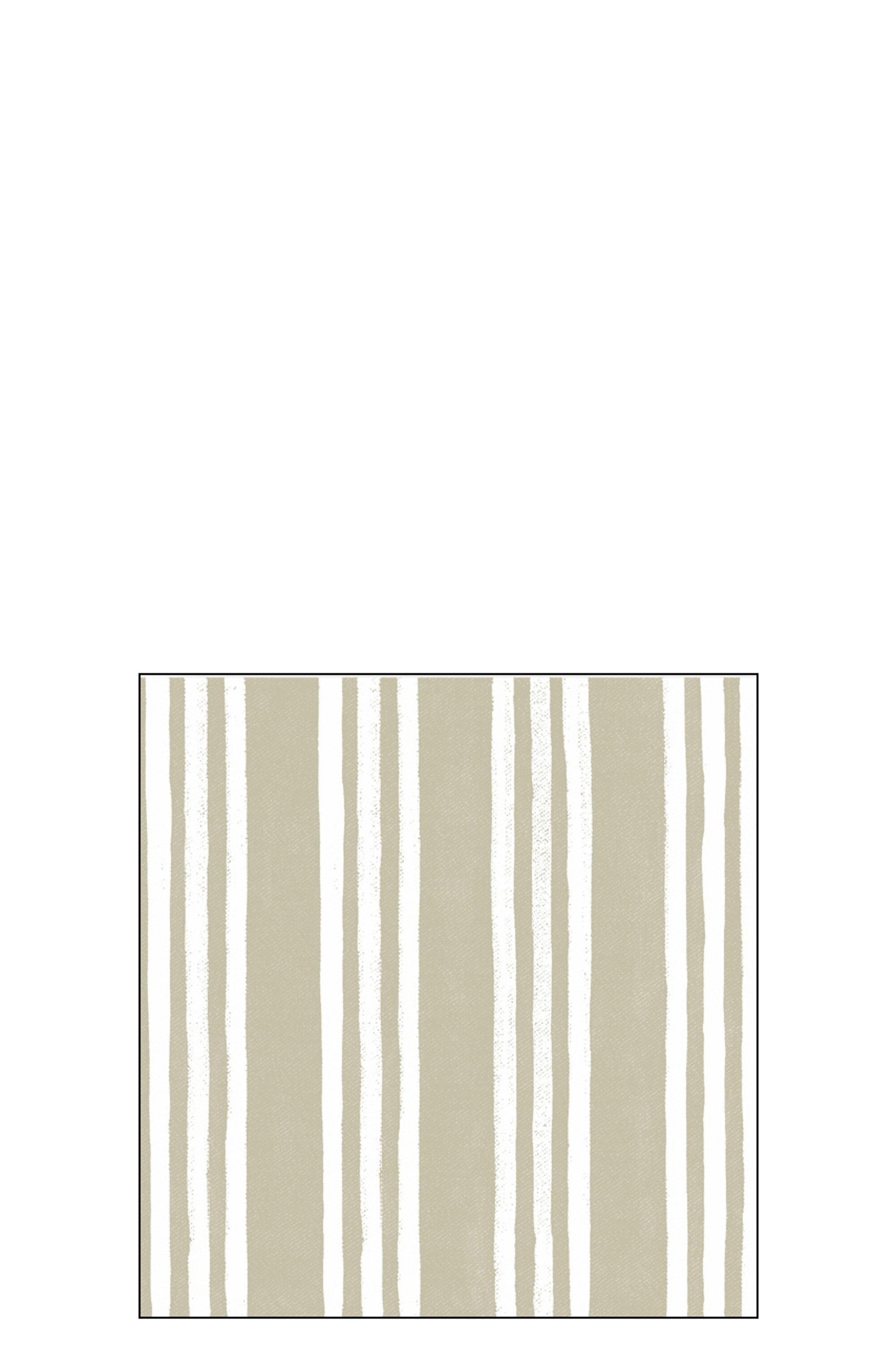 Pak van 20 servetten Gestreept Papier Taupe/Wit Klein