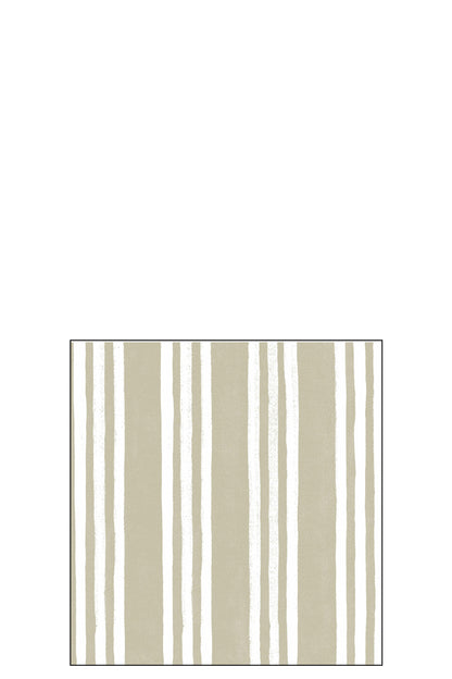 Pak van 20 servetten Gestreept Papier Taupe/Wit Klein