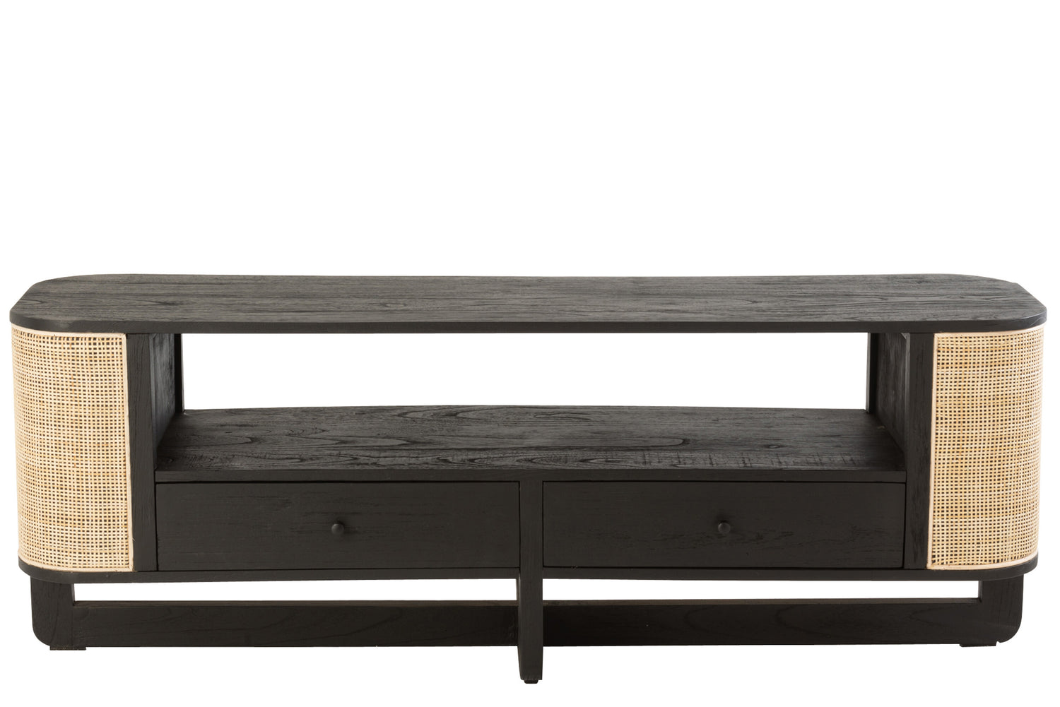 Tv-meubel Molly Exotisch Hout/Riet Zwart