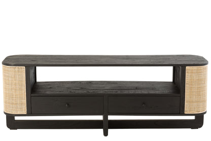 Tv-meubel Molly Exotisch Hout/Riet Zwart
