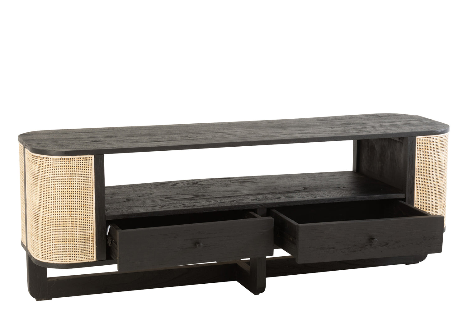 Tv-meubel Molly Exotisch Hout/Riet Zwart