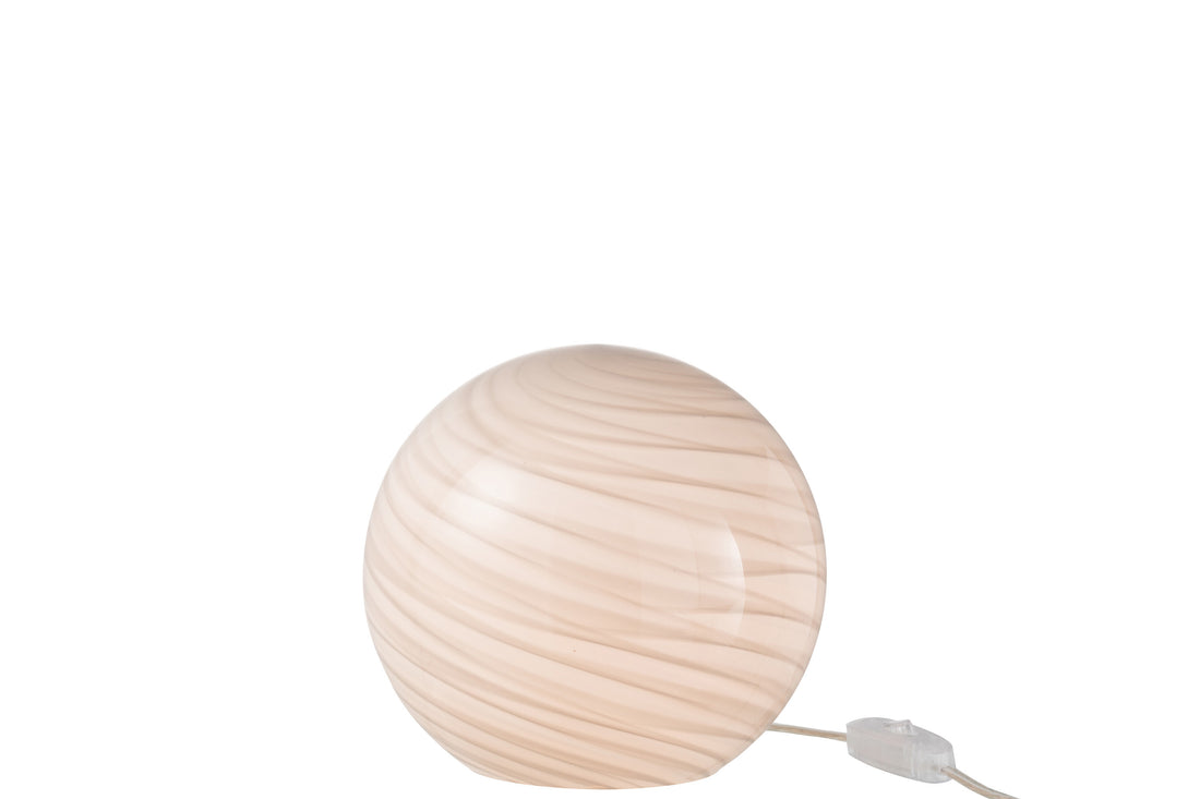 J-Line Lamp Dany Strepen Rond Glas Grijs Small