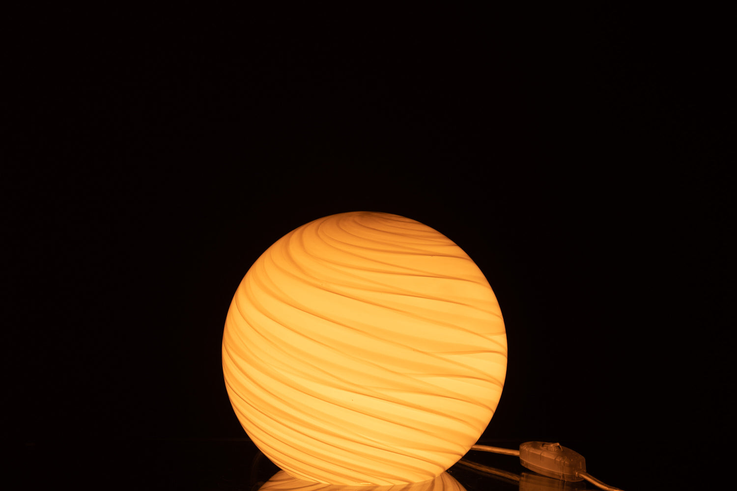J-Line Lamp Dany Strepen Rond Glas Grijs Small