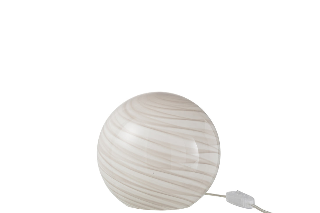 J-Line Lamp Dany Strepen Rond Glas Grijs Small