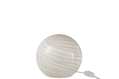 J-Line Lamp Dany Strepen Rond Glas Grijs Small