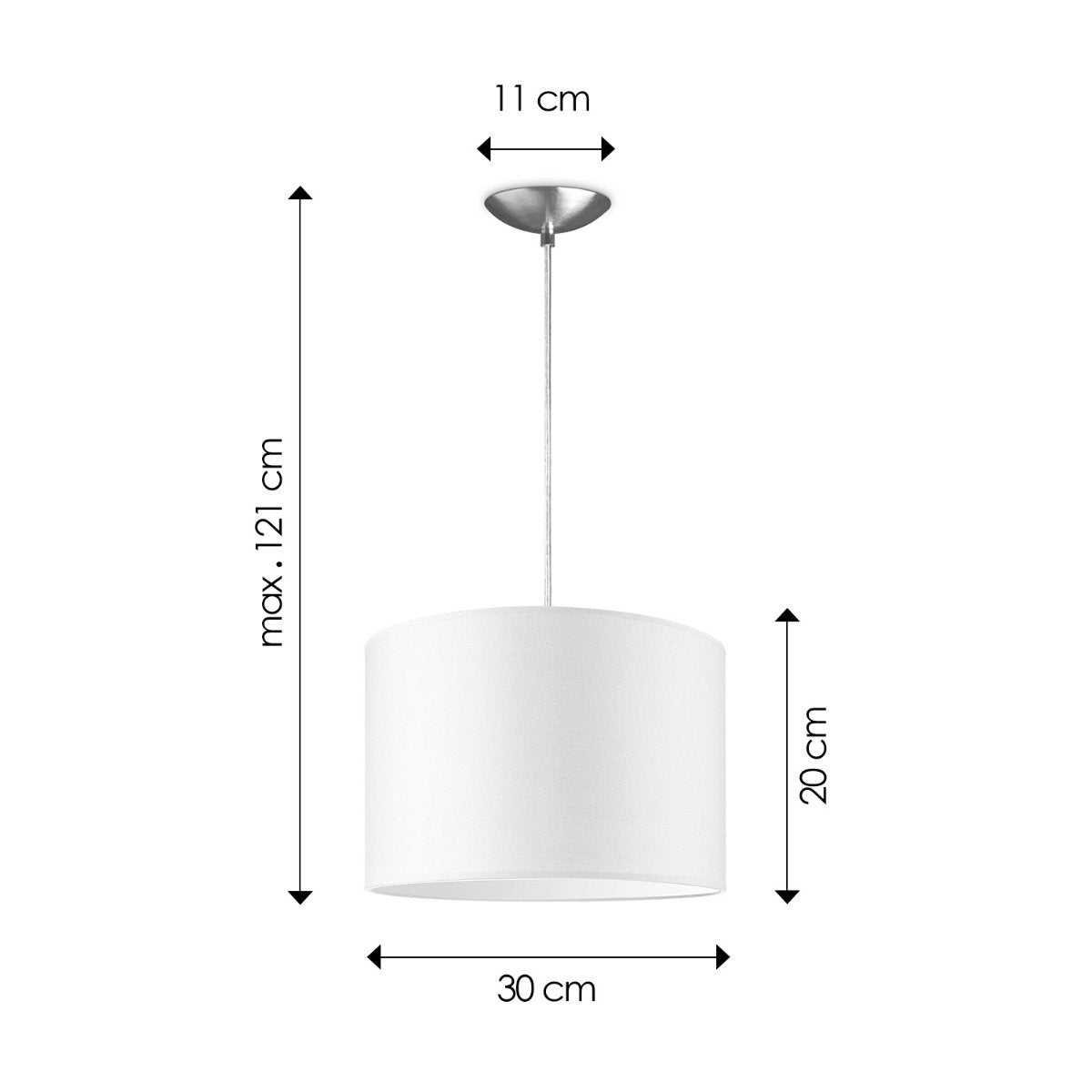 hanglamp Bling met lampenkap, E27, wit, 30cm