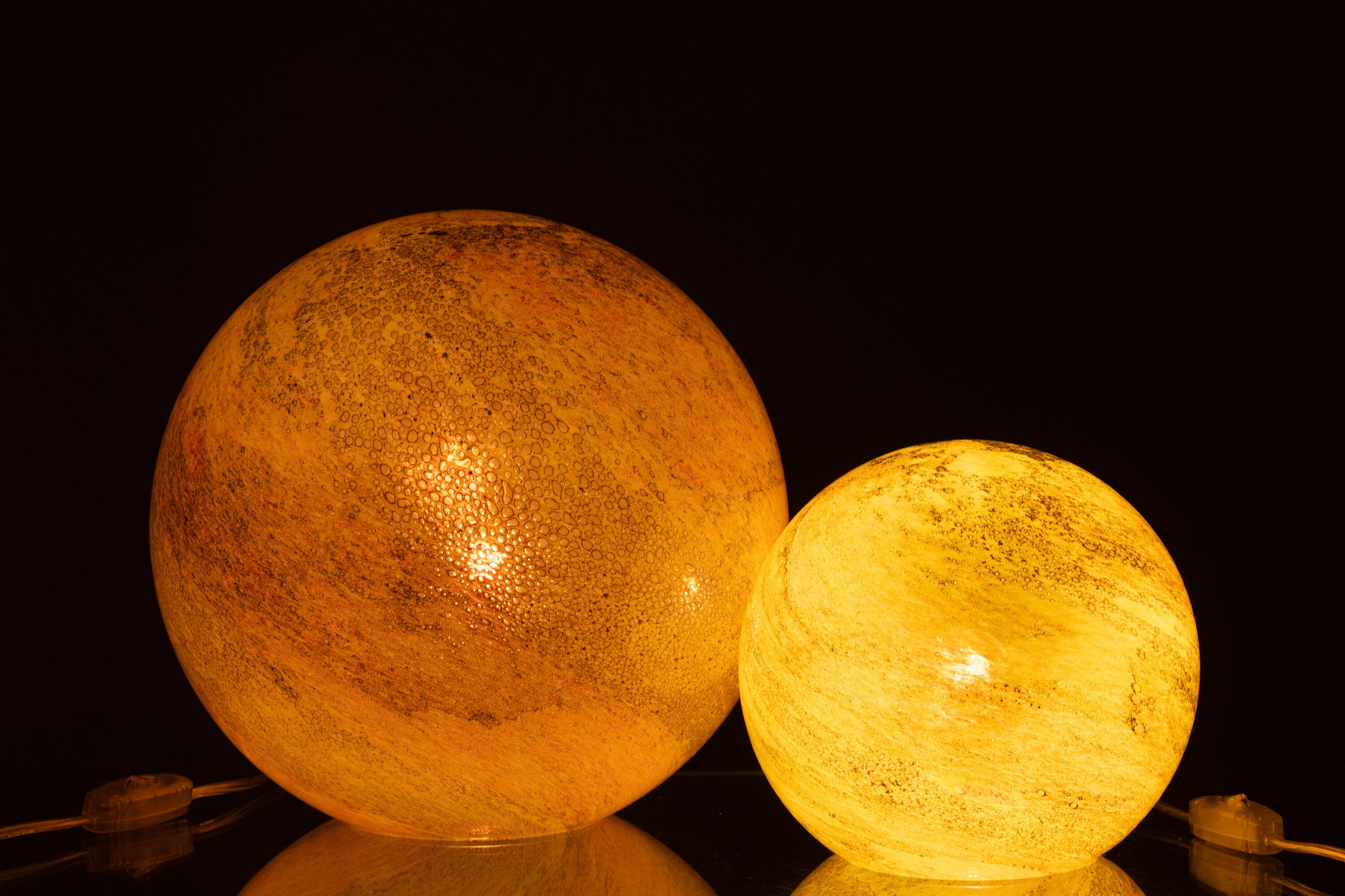 J-Line Lamp Dany Strepen Rond Glas Geel Large