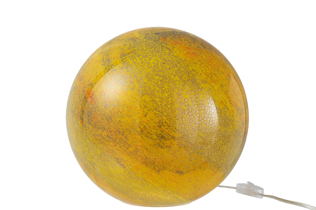 J-Line Lamp Dany Strepen Rond Glas Geel Large