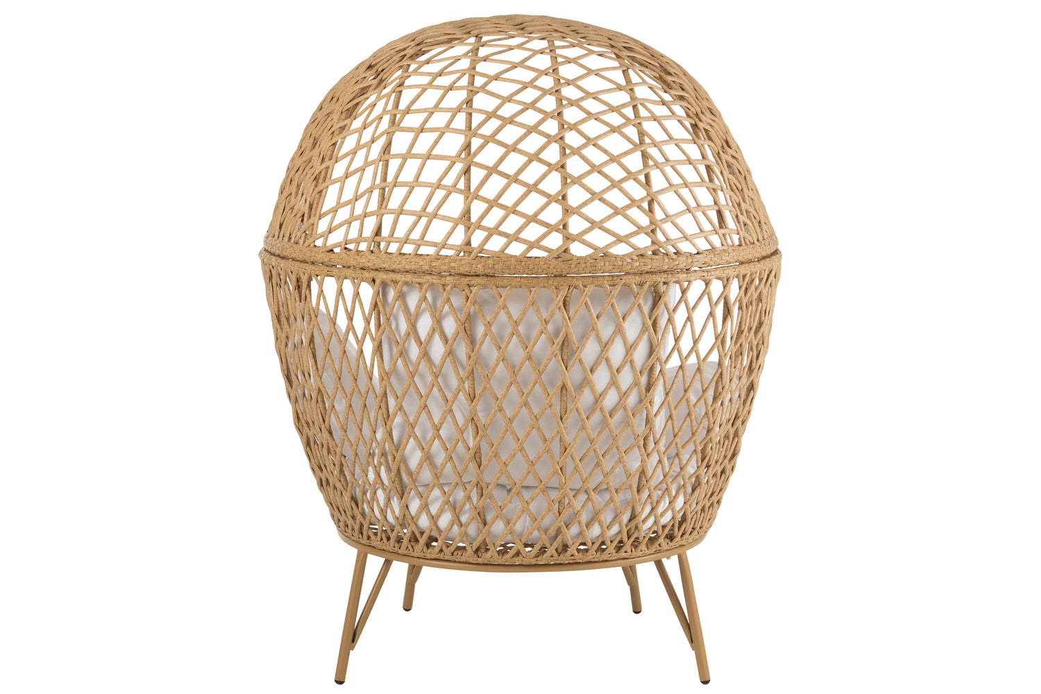 Ligstoel + Kussens Eva Metaal/Riet Beige