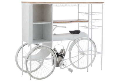 Bar Fiets Metaal/Mangohout Wit/Natuurlijk