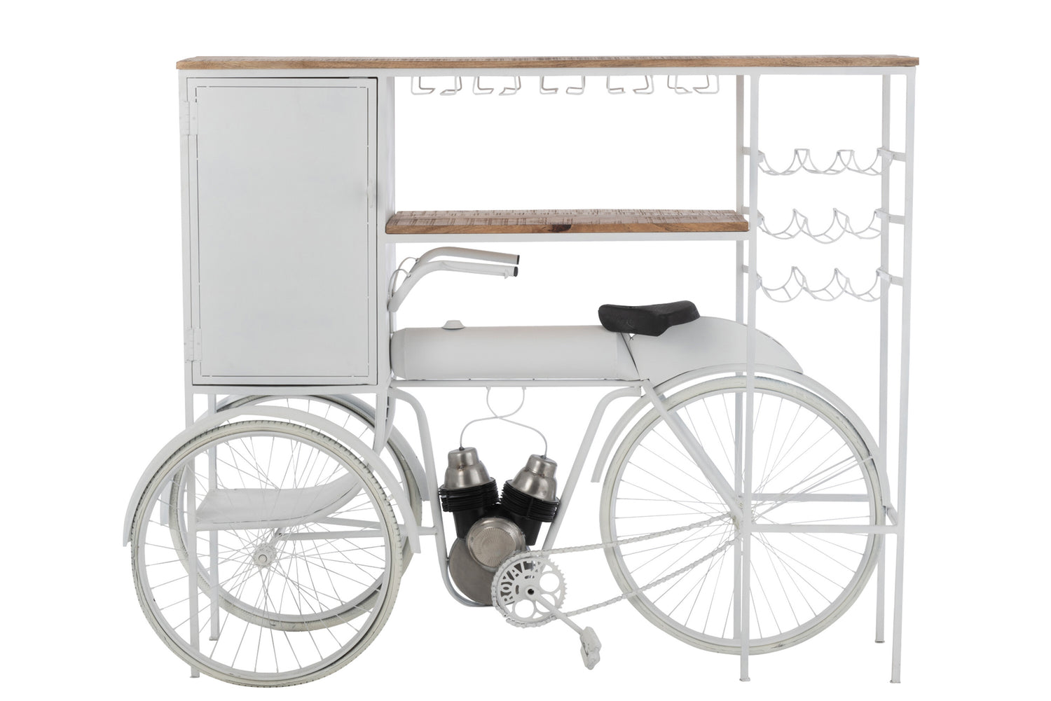 Bar Fiets Metaal/Mangohout Wit/Natuurlijk