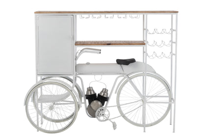 Bar Fiets Metaal/Mangohout Wit/Natuurlijk