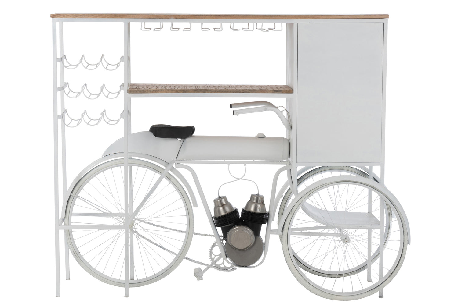 Bar Fiets Metaal/Mangohout Wit/Natuurlijk