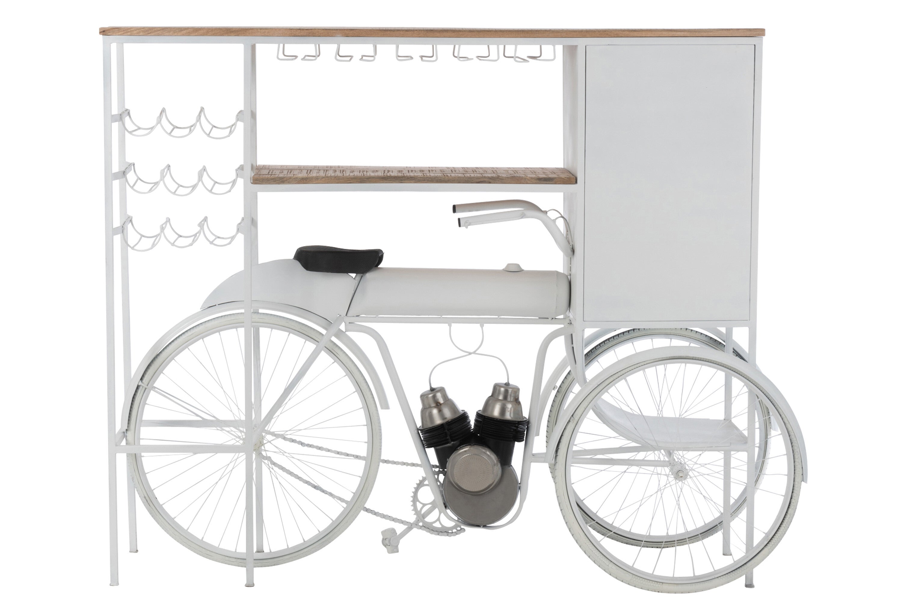 Bar Fiets Metaal/Mangohout Wit/Natuurlijk
