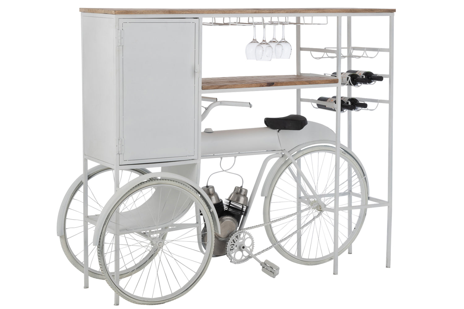 Bar Fiets Metaal/Mangohout Wit/Natuurlijk