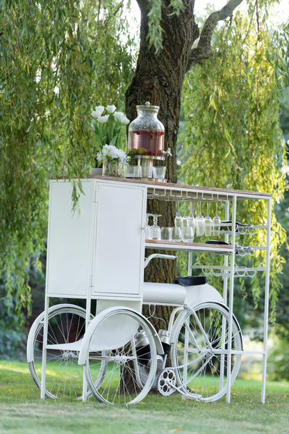 Bar Fiets Metaal/Mangohout Wit/Natuurlijk