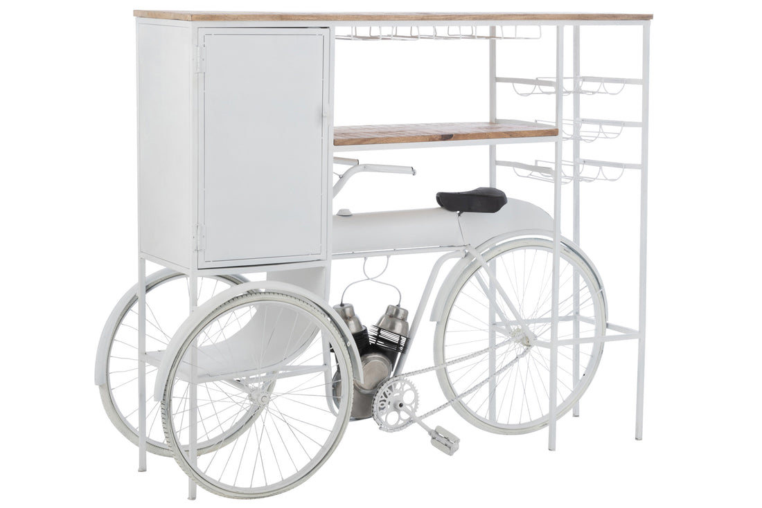 Bar Fiets Metaal/Mangohout Wit/Natuurlijk