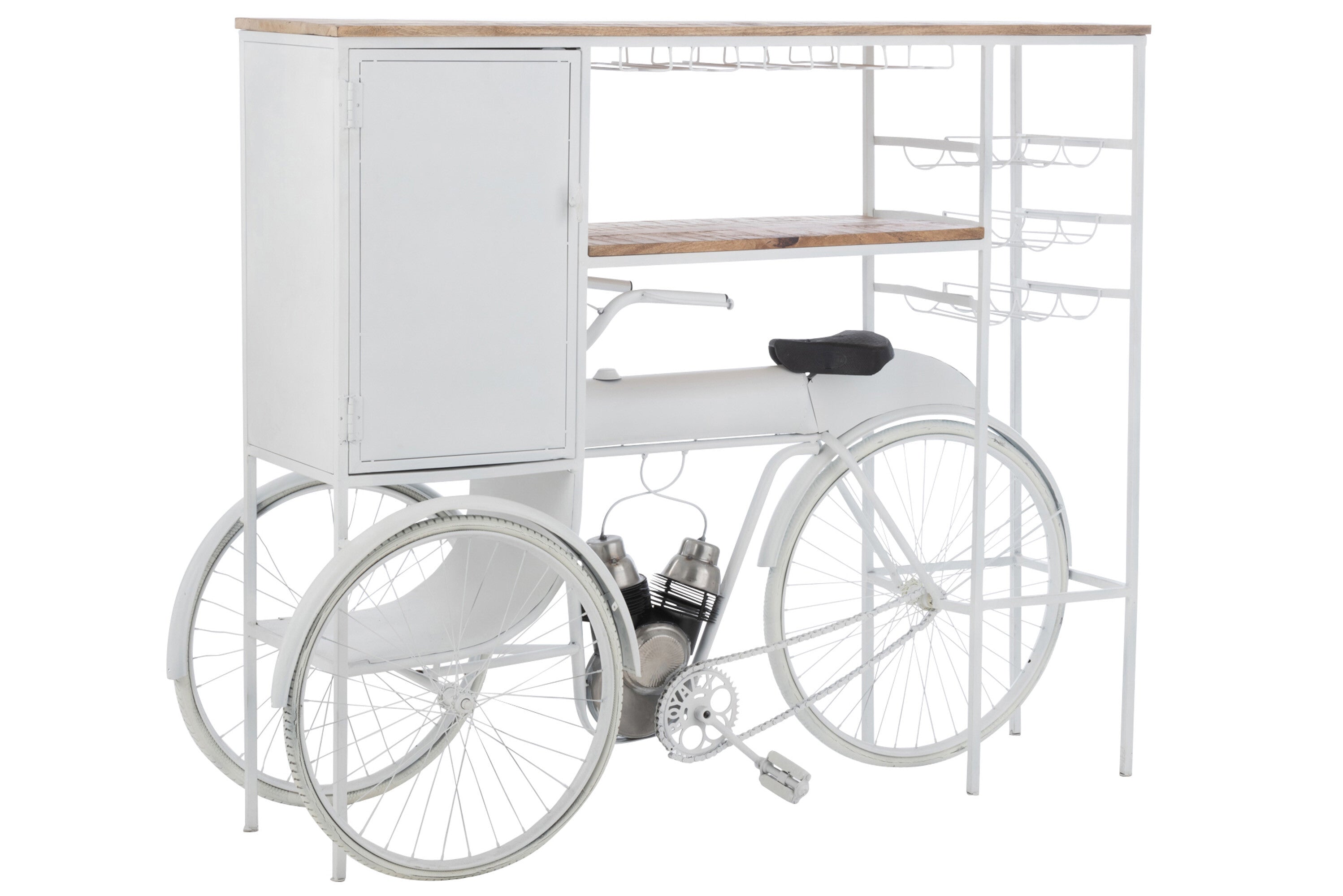 Bar Fiets Metaal/Mangohout Wit/Natuurlijk
