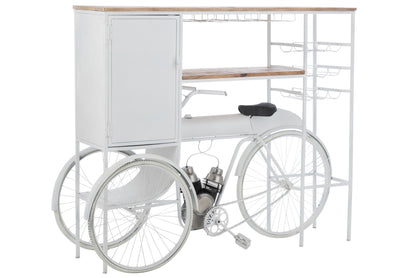 Bar Fiets Metaal/Mangohout Wit/Natuurlijk