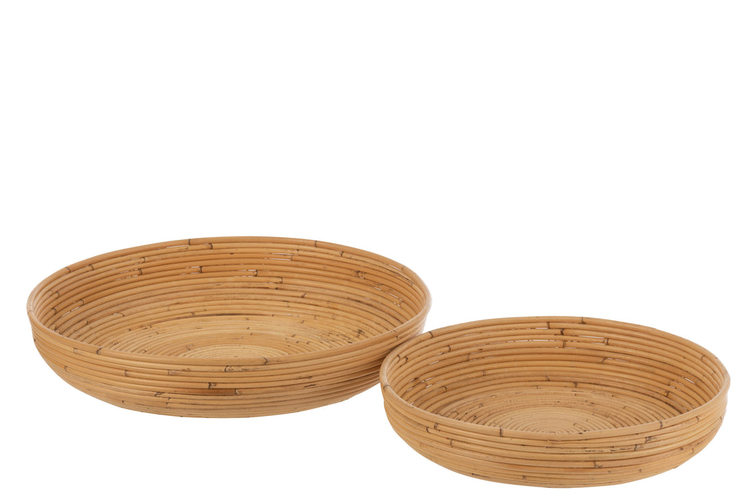 J-Line Set Van 2 Schalen Rotan Naturel