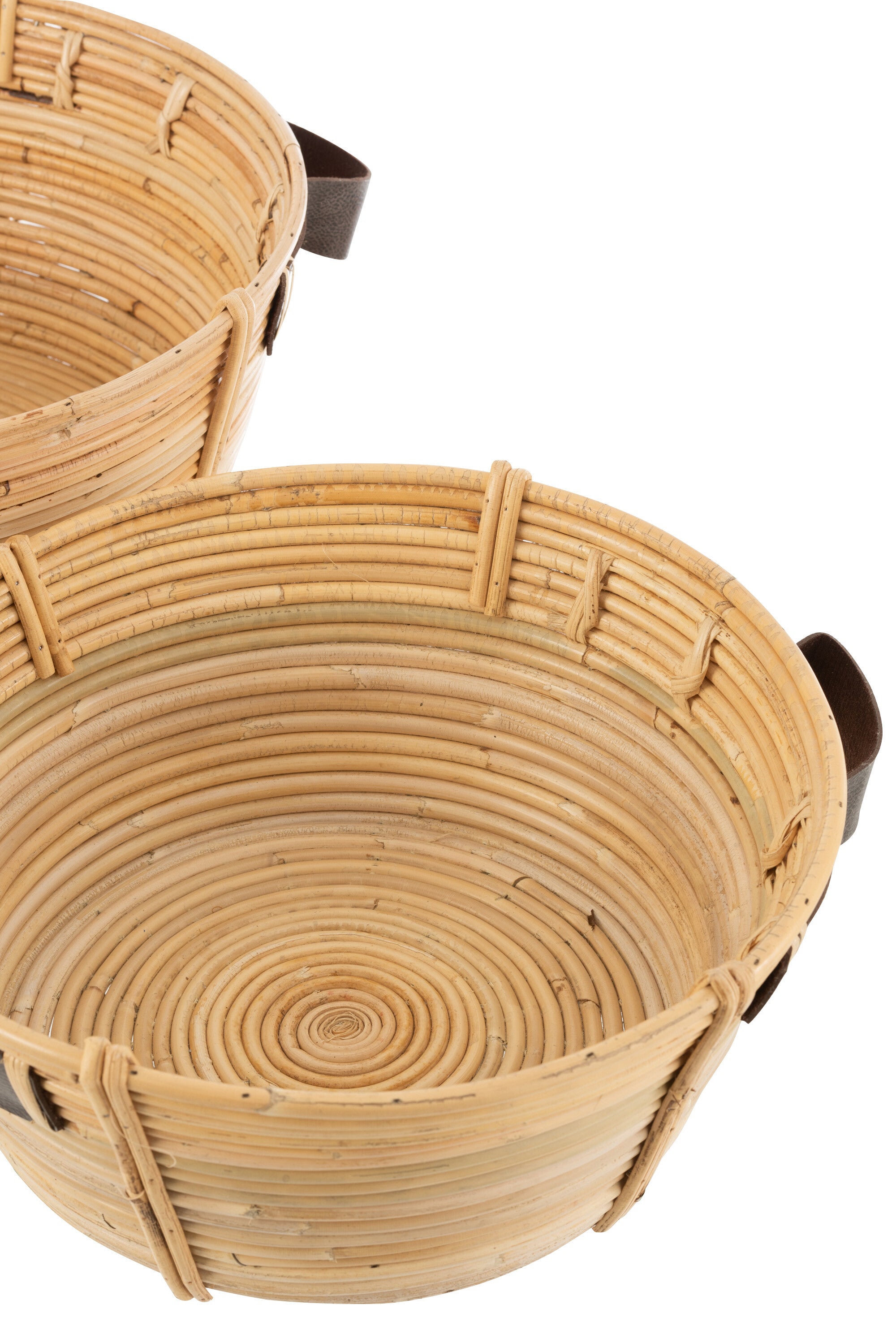 J-Line Set Van 3 Schalen + Handvat Rotan Naturel