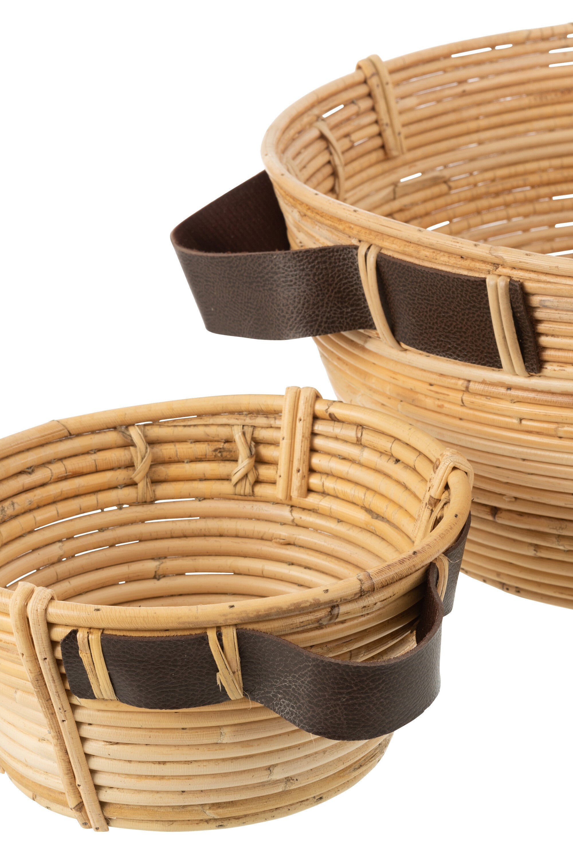 J-Line Set Van 3 Schalen + Handvat Rotan Naturel